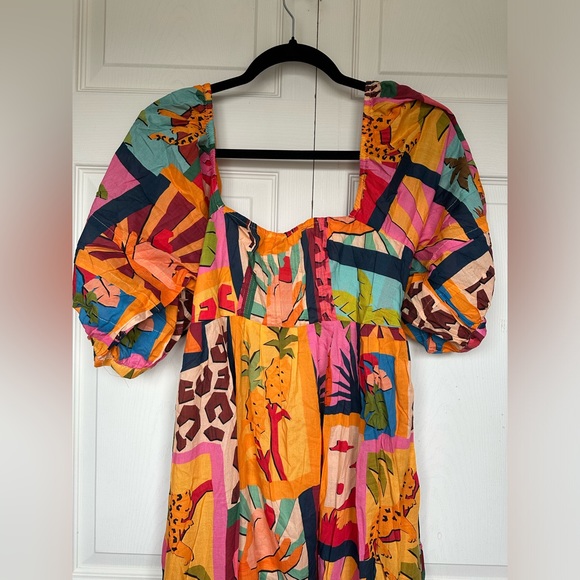 FARM RIO Tropical collage midi dress multicolor Small - Picture 12 of 16
